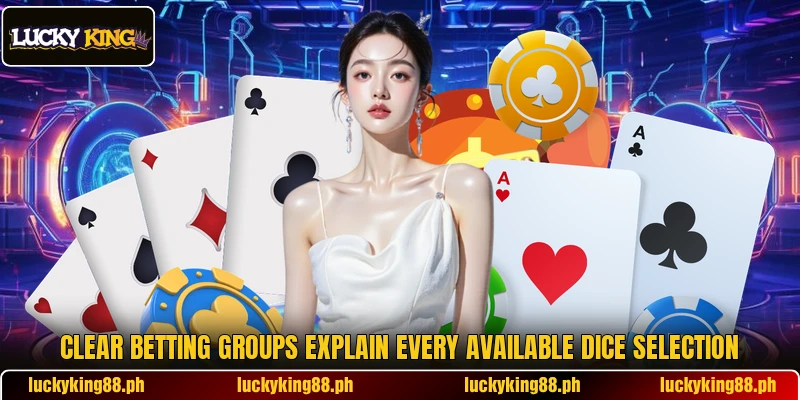 Clear betting groups explain every available dice selection Clear betting groups explain every available dice selection