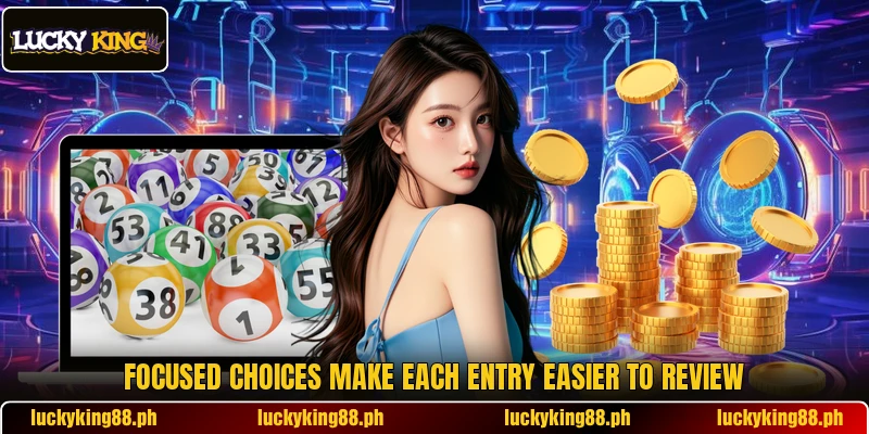 Focused choices make each entry easier to review Focused choices make each entry easier to review