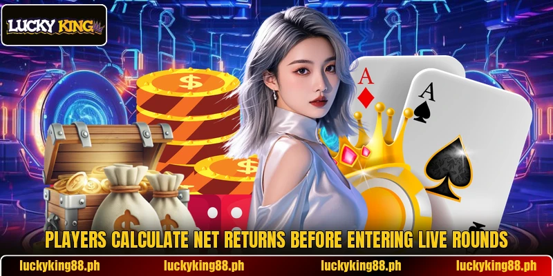 Players calculate net returns before entering live rounds