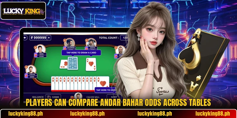 Players can compare andar bahar odds across tables