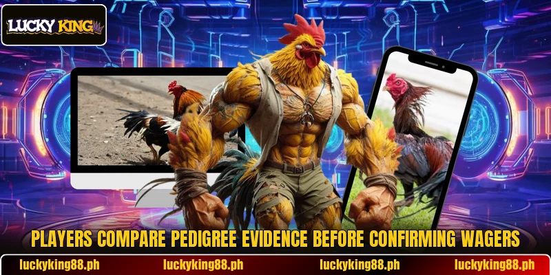 Players compare pedigree evidence before confirming wagers