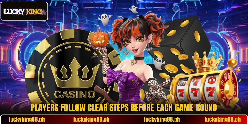 Players follow clear steps before each game round